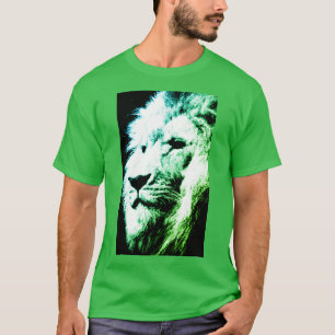 T-shirt Art Pop moderne Lion Face Hommes's Elegant Green