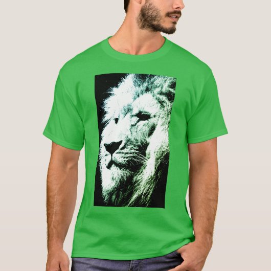 T-shirt Art Pop moderne Lion Face Hommes's Elegant Green (Devant)