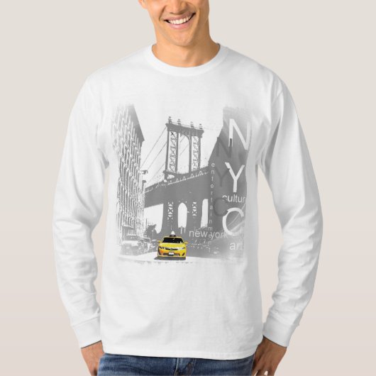 T-shirt Art Pop moderne New York City Nyc Taxi Jaune (Devant)