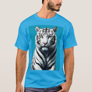 T-shirt Art Pop Tigre Blanc - Fer & Coloré Wild Cat D
