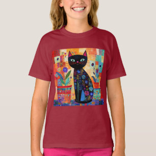 T-shirt Art populaire de chat noir
