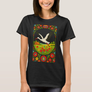 T-shirt Art populaire de cigogne polonaise, dessin de la c