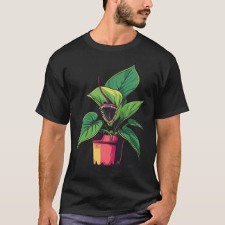 T-shirt Art Populaire de Plante en Pot Vibrante