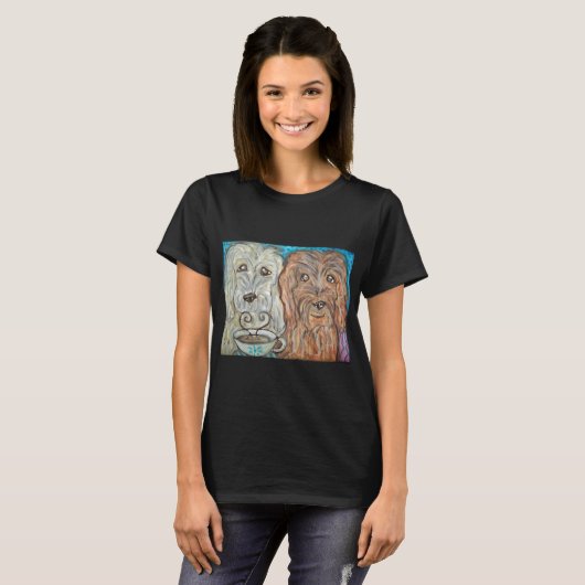 T-shirt Art potable de café de GOLDENDOODLE (Devant entier)