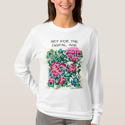 T-SHIRT ART POUR L'ÂGE NUMÉRIQUE PEACOCK ET FLEURS QR AI 2 (Devant)