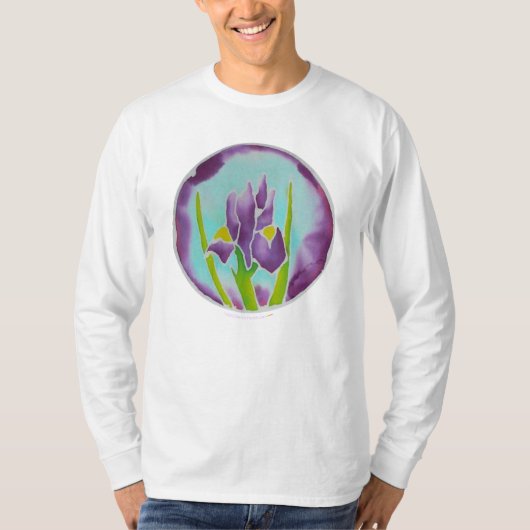 T-shirt Art pourpre de batik de fleur d'iris (Devant)