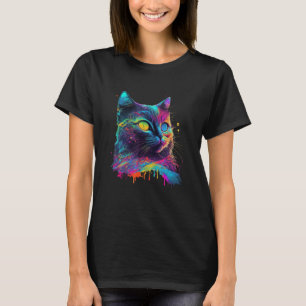 T-shirt Art psychédélique de chat coloré, Adoption de chat