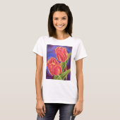 T-shirt Art rouge de fleur de tulipes - multi (Devant entier)