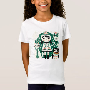 T-Shirt Art scandinave pour enfants, Vert, Folklore scandi