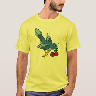 T-shirt Art tatouage vintage Bluebird et cerises