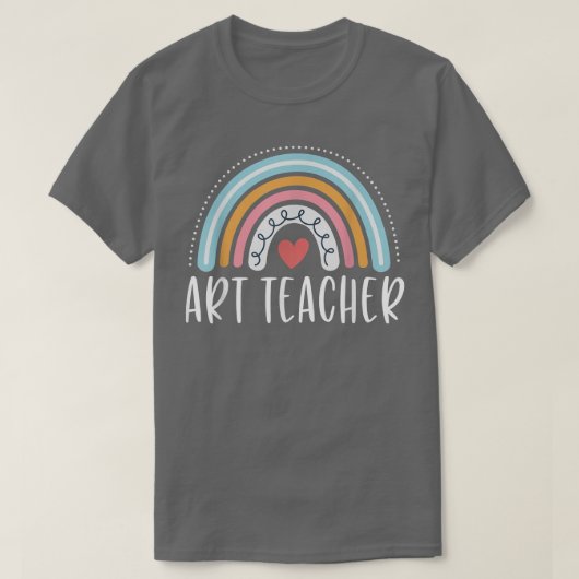 T-shirt Art Teacher Cute Rainbow Heart (Design devant)