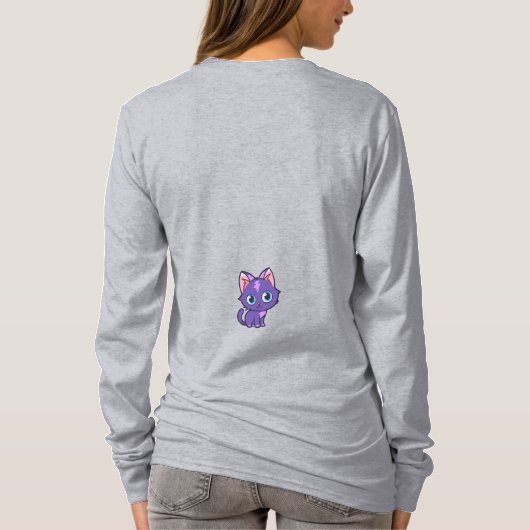 T-shirt Art vectoriel de chat Anime Violet (Dos)