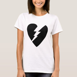 T-shirt Art vectoriel du coeur brisé noir et blanc