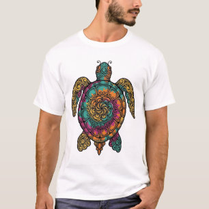 T-shirt Art vectoriel tribal de tortue de mer gravé vintag