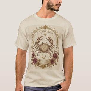T-shirt Art Vintage Cancer Zodiaque Crabe