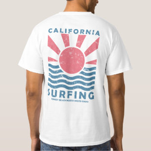 T-shirt Art vintage du coucher de soleil surfer en Califor