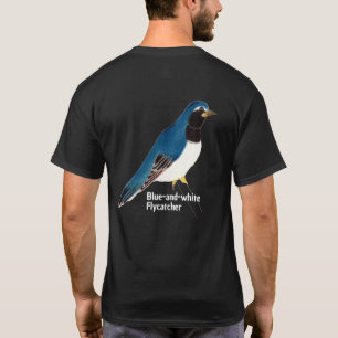 T-shirt Art vintage japonais Oiseau Bleu et blanc Mouchero
