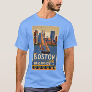 T-shirt Art Vintage voyage de Boston Massachusetts US 1
