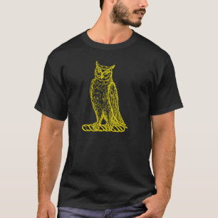 T-shirt Arte de blason de hibou doré encré vintage