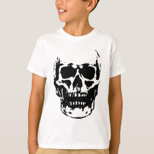T-shirt Artefacts de Pop crâne noir blanc