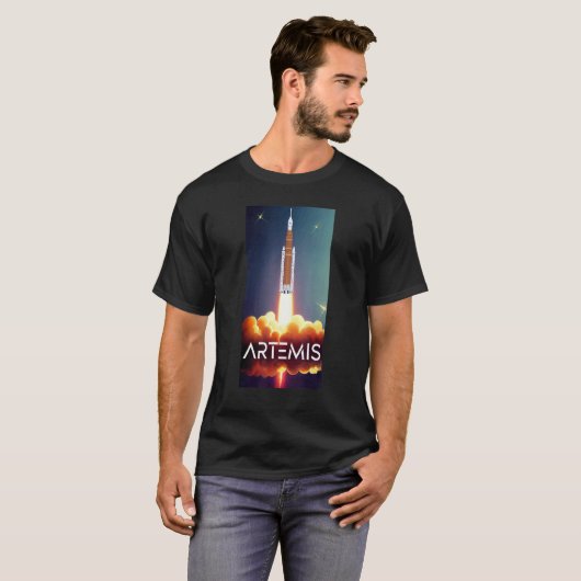 T-shirt Artemis lance SLS Lune Rocket Espace Orbit (Devant entier)