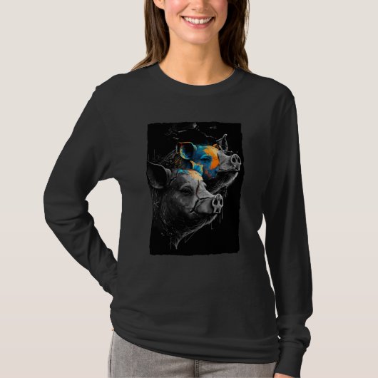 T-shirt Artful Portrait of two Pigs (Devant)