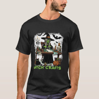 T-shirt Artisanat de sorcière Halloween Éffrayant Chat Cit