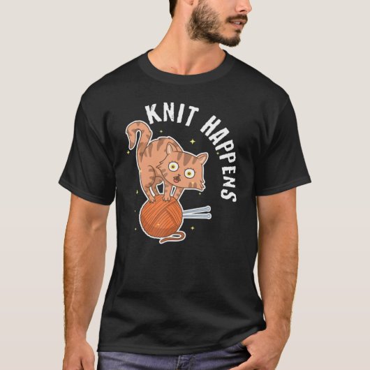 T-shirt Artisanat Knit amusant Art Cute Chat Crochetant Fi (Devant)