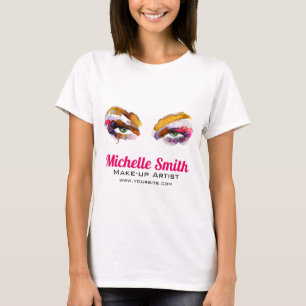 T-shirt Artiste branché de maquillage oculaire aquarelle d