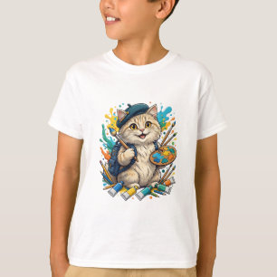 T-shirt Artiste Chat Mignon - Retour À L'école D'art