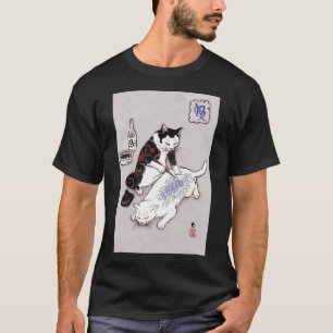 T-shirt Artiste de tatouage de chat drôle Japonais Ukiyoe 