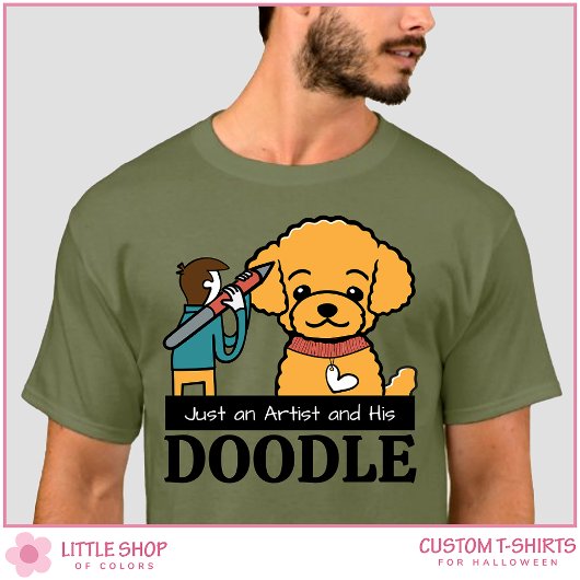 T-shirt Artiste Doodle Dog d'Or Personnalisé Hommes