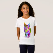T-shirt artiste multi-couleurs Chat/Kitten Girl's (Devant entier)