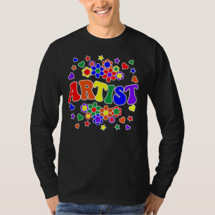 T-shirt ARTISTE-Retro Super, Fleurs, Coeurs, Étoile