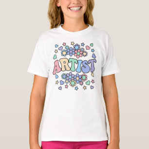 T-shirt ARTISTE-Retro Super, Fleurs, Coeurs, Étoile