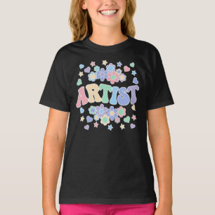 T-shirt ARTISTE-Retro Super, Fleurs, Coeurs, Étoile