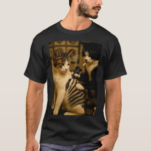 T-shirt Artiste tatoué au chat fumant une cigarette vintag