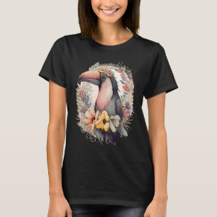 T-shirt Artiste Toucan Tropical Oiseau Fleur Couronne Anim
