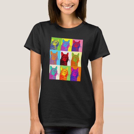 T-shirt Artistic Cat 1960s Pop Cat Cat (Devant)