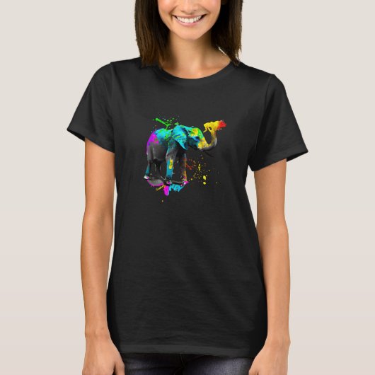 T-shirt Artistic Elephant Paint Splash (Devant)