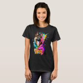 T-shirt Artistic German Shepherd with Paint Splashes (Devant entier)