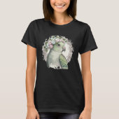 T-shirt Artistic Monk Parakeet Quaker Parrot Bird Flower C (Devant)