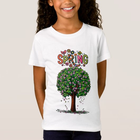 T-Shirt Artistic Spring Blossom Tree Graphic  (Devant)