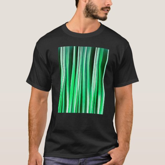 T-shirt Artistic Vertical Stripes Aquamarine Green Hues (Devant)