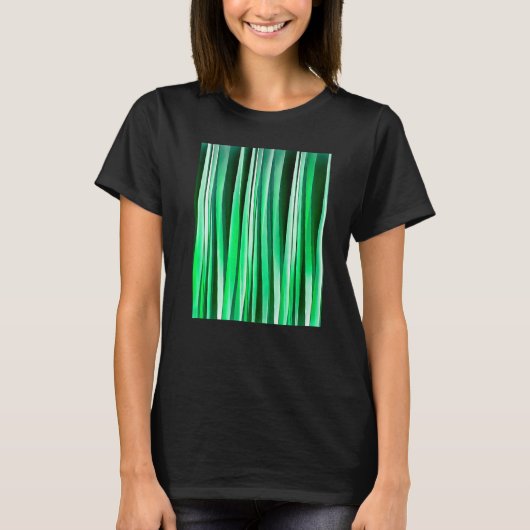 T-shirt Artistic Vertical Stripes Aquamarine Green Hues (Devant)