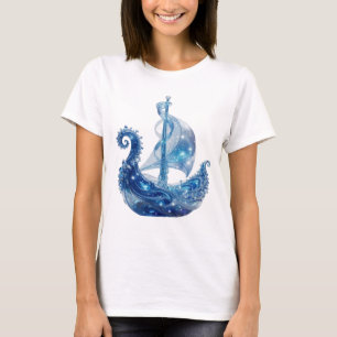 T-shirt artistique ICE CRYSTAL SHIP argenté