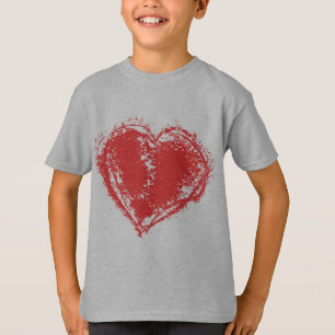 T-shirt artistique rouge pour garçon avec cœur en