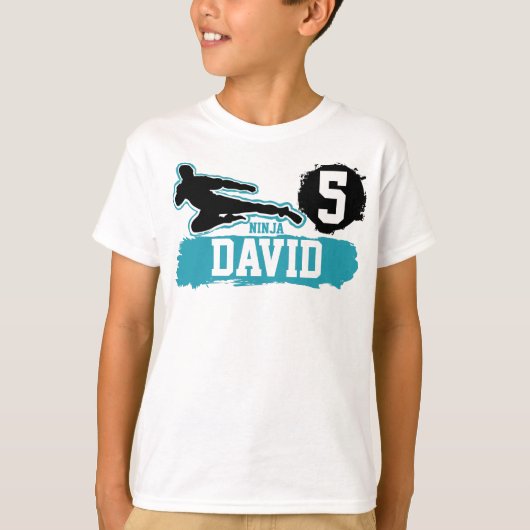 T-shirt Arts Martiaux Ninja Guerrier Thème Anniversaire Ga (Devant)