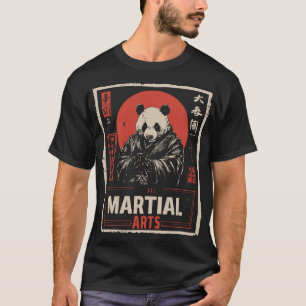 T-shirt Arts martiaux Panda japonais Cercle rouge Zen