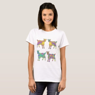 T-shirt Artsy coloré Rainbow Goats Cute Farm Animal Art